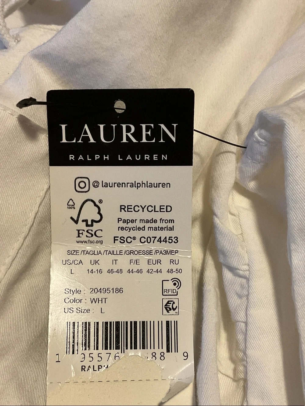 🆕 Ralph Lauren Black Label White Lace-Up Tunic Swim Coverup size Large